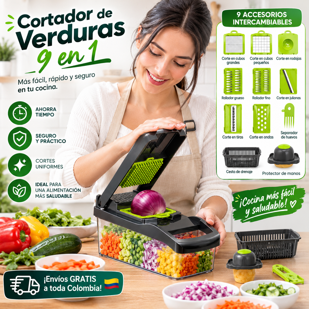 Cortador de Verduras Multifuncional 9 en 1
