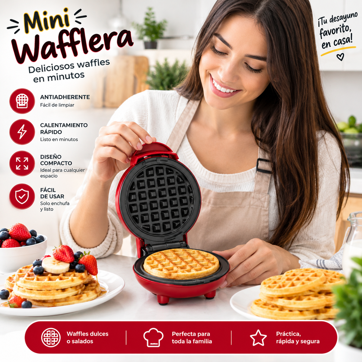 Mini Wafflera Eléctrica